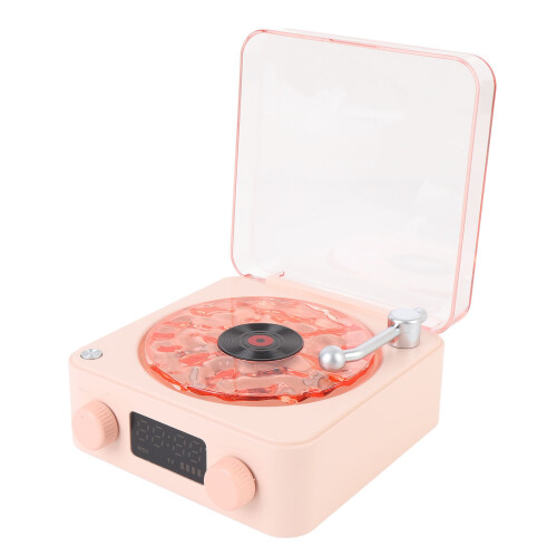 (Rose Pink) Record Player Bluetooth Speaker 4 Modes Lighting Vintage Forest Green 1