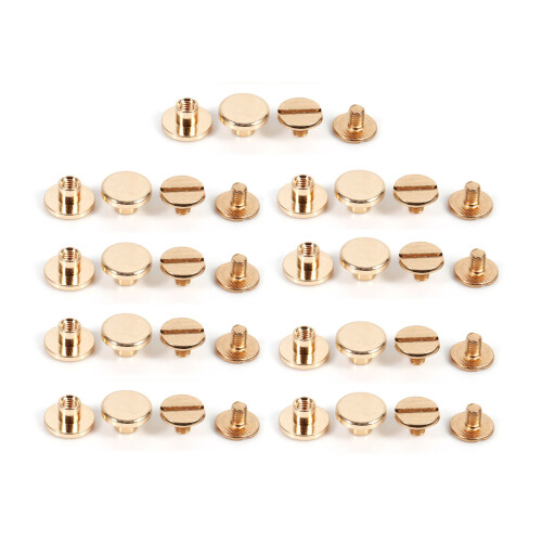 10sets 5/6.5/8mm Solid Brass Screwback for Leather Belt DIY Gold 1