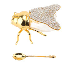 Bee Shaped Spice Box Glass Metal Jar Kitchen Supplies