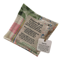 (Type 1) Mini Prayer Quilt Cross Handcrafted Sew Pocket 10x10cm Type 2