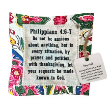 (Type 10) Mini Prayer Quilt Cross Handcrafted Sew Pocket 10x10cm Type 2