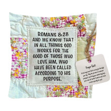(Type 12) Mini Prayer Quilt Cross Handcrafted Sew Pocket 10x10cm Type 2