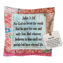 (Type 13) Mini Prayer Quilt Cross Handcrafted Sew Pocket 10x10cm Type 2