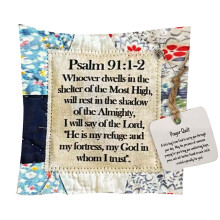 (Type 3) Mini Prayer Quilt Cross Handcrafted Sew Pocket 10x10cm Type 2