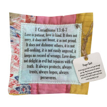 (Type 14) Mini Prayer Quilt Cross Handcrafted Sew Pocket 10x10cm Type 2