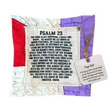 (Type 2) Mini Prayer Quilt Cross Handcrafted Sew Pocket 10x10cm Type 2