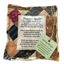 (Type 16) Mini Prayer Quilt Cross Handcrafted Sew Pocket 10x10cm Type 2