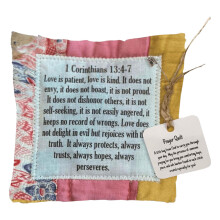 (Type 6) Mini Prayer Quilt Cross Handcrafted Sew Pocket 10x10cm Type 2