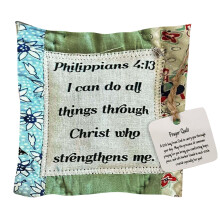 (Type 5) Mini Prayer Quilt Cross Handcrafted Sew Pocket 10x10cm Type 2