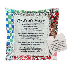 (Type 8) Mini Prayer Quilt Cross Handcrafted Sew Pocket 10x10cm Type 2