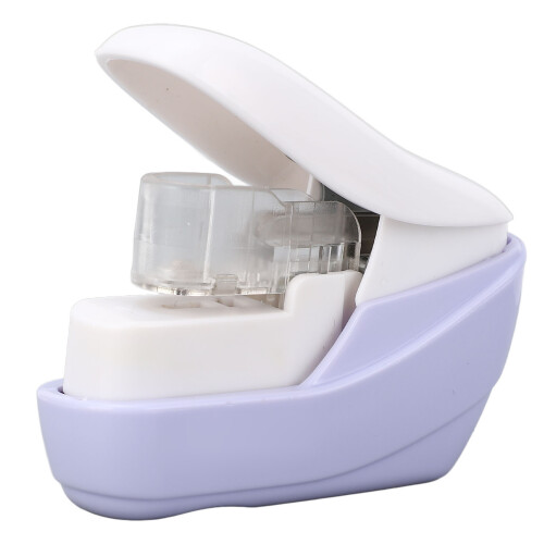 Stapleless Stapler Hand Press Paper Crimper 4 Pages Binding Purple 1