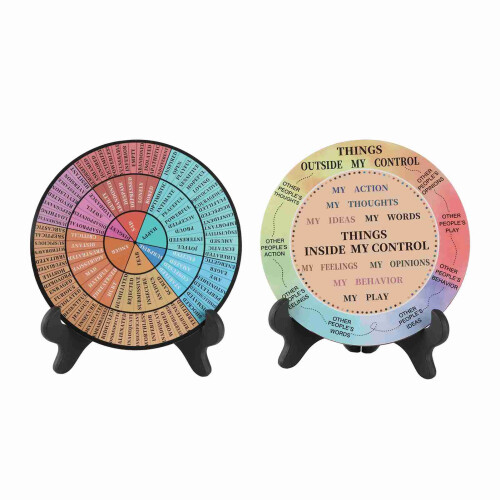 (Type 2) 2 Pcs Wooden Mood Calming Wheel Stand Type 1 2
