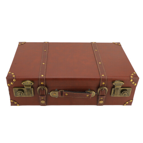 Mini Leather Suitcase Vintage Carry On Overnight Brown 2