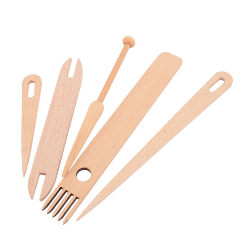 5Pcs Beech Hand Loom Stick Set for Weaving Knitting DIY 1