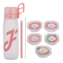 (Pinkish) Scent Water Cup 650ML 5 Flavor Pods Fruit Fragrance Straw Purple