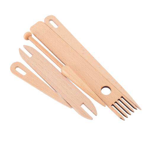 5Pcs Beech Hand Loom Stick Set for Weaving Knitting DIY 2