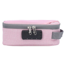 (Pink) Smell Proof Bag with Lock Activated Carbon Travel Container Black
