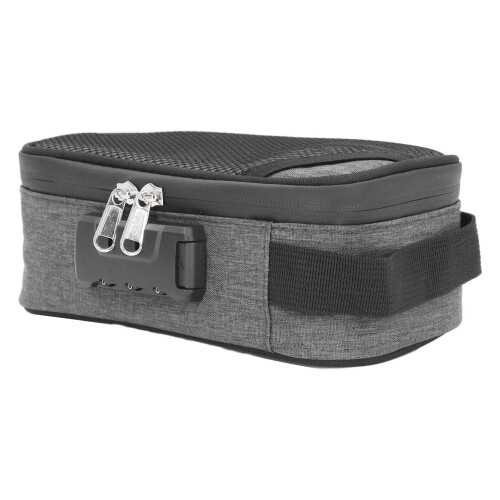 (Grey) Smell Proof Bag with Lock Activated Carbon Travel Container Black 2