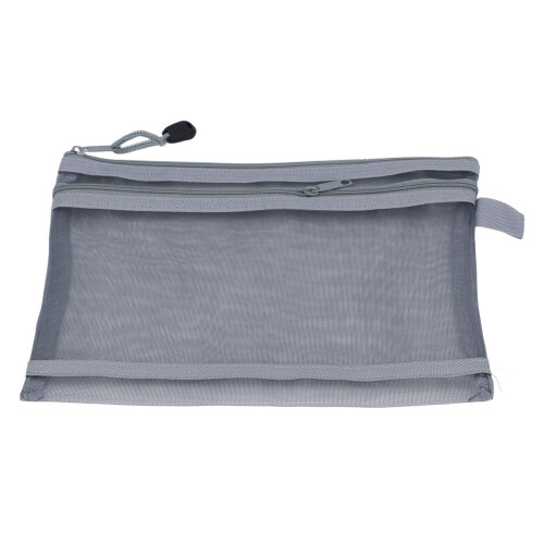 (Grey) 10PCS Double Layer A5 Waterproof Nylon Mesh Zipper Pouch Blue 2