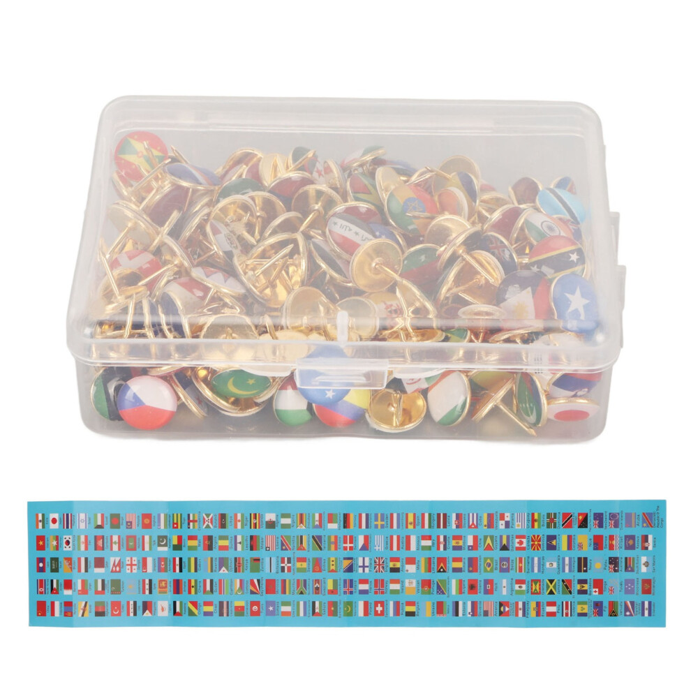 200Pcs Clear Flag Thumb Tacks Stainless Steel Box Packed Office 585383664396