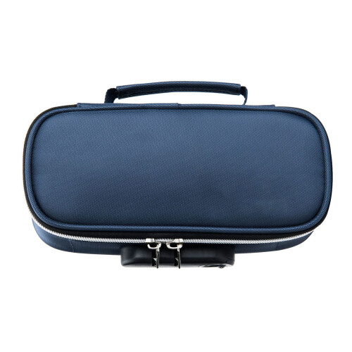 (Blue) Large Canvas Pencil Case Black for High School Students