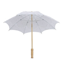 (White) Lace Parasol Wedding Bridal Umbrella Embroidery Flower White