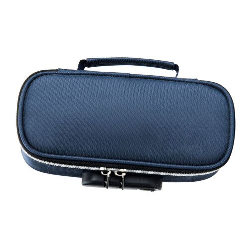(Blue) Large Canvas Pencil Case Black for High School Students 1