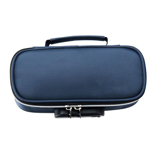 (Blue) Large Canvas Pencil Case Black for High School Students 2