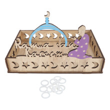 (XH589) Ramadan Mubarak Wooden Dessert Tray Muslim Rectangle Plate
