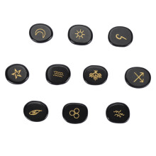 (Obsidian) 10pcs Rune Stones Crystal Set Green Aventurine Healing Divination