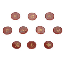 (Redstone) 10pcs Rune Stones Crystal Set Green Aventurine Healing Divination