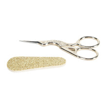 (Golden Crane) Stainless Steel Sewing Scissors Set PU Leather Protector Pink