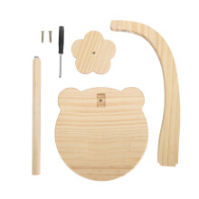(Natural Color) Wooden Yarn Holder Bear Shaped Rotating for Crocheting Retro Color