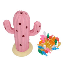 (7114G03 Pink) Cactus Figurine Resin Home Decor Light Christmas Tree Purple