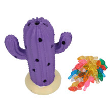 (7114G04 Purple) Cactus Figurine Resin Home Decor Light Christmas Tree Purple