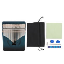 (Gradient Blue) 21 Keys Peach Wood Kalimba Thumb Piano Tuning Hammer Blue