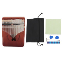 (Gradient Coffee) 21 Keys Peach Wood Kalimba Thumb Piano Tuning Hammer Blue