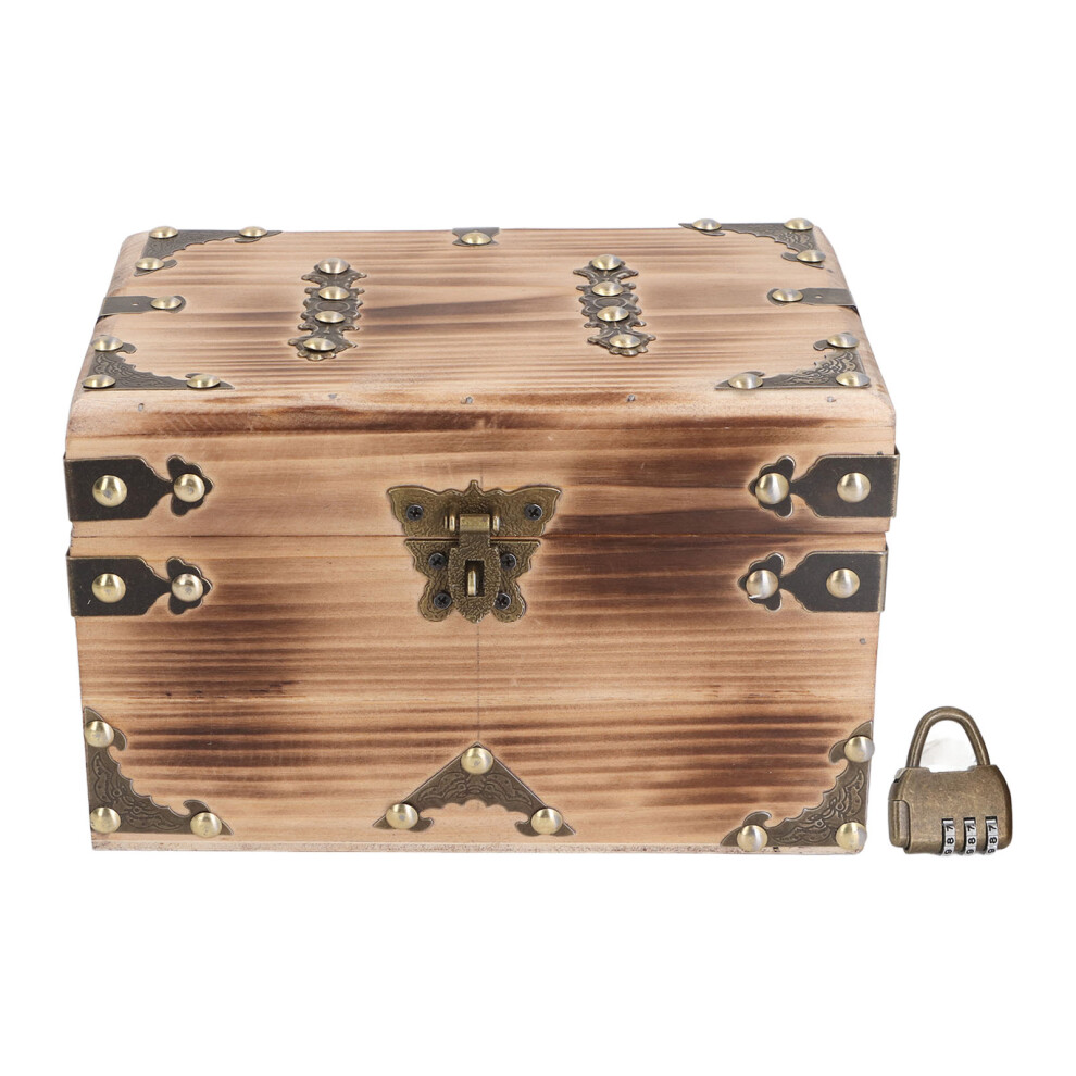 Vintage Wooden Treasure Chest 21.5x15x14cm Antique Box with Lock-image-OPC-PMFTQR9-NEW