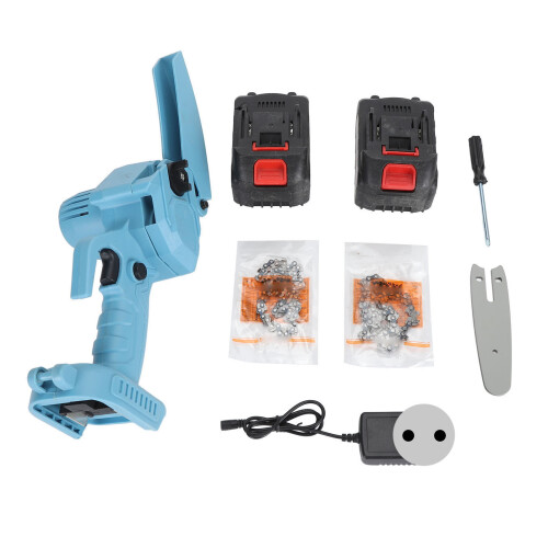 (EU Plug) 4 Inch Cordless Mini Chainsaw Portable Electric Handheld Tree Branches