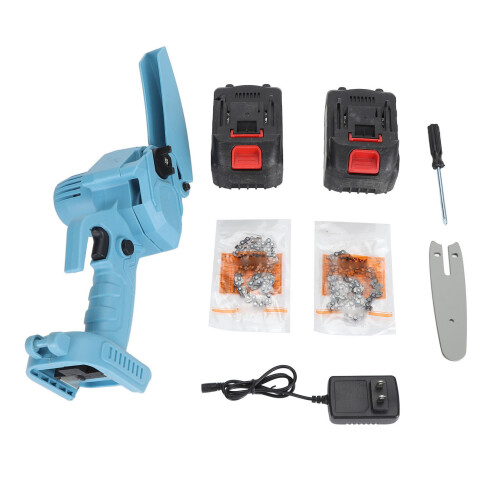 (US Plug) 4 Inch Cordless Mini Chainsaw Portable Electric Handheld Tree Branches