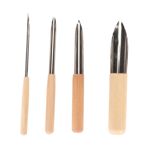 4pcs Leather Skiving Beveler Tool Set Wooden Handle
