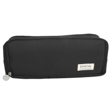 (Black) Large Capacity Canvas Pencil Case for School Office Library Pink