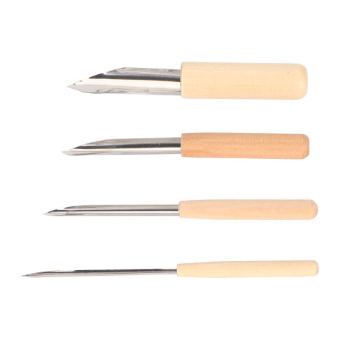 4pcs Leather Skiving Beveler Tool Set Wooden Handle 2
