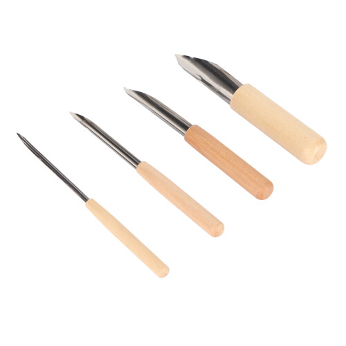 4pcs Leather Skiving Beveler Tool Set Wooden Handle 1