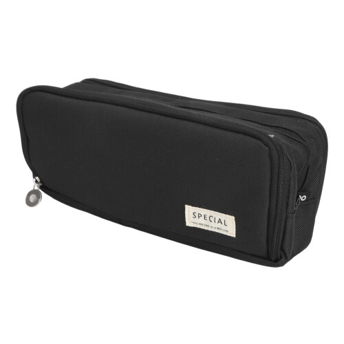 (Black) Large Capacity Canvas Pencil Case for School Office Library Pink 1