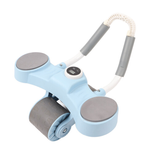 (Blue) Abdominal Wheel Roller Automatic Double Round Elbow Support Orange 2