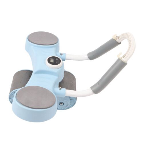 (Blue) Abdominal Wheel Roller Automatic Double Round Elbow Support Orange 1