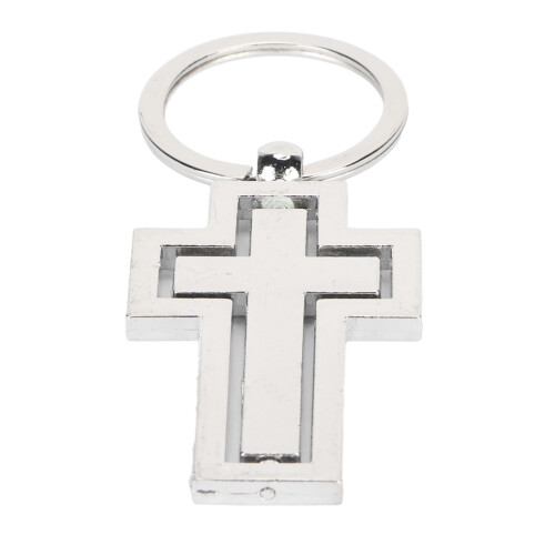 Rotating Crucifix Keychain Rust Prevention Colorfast Jesus 1