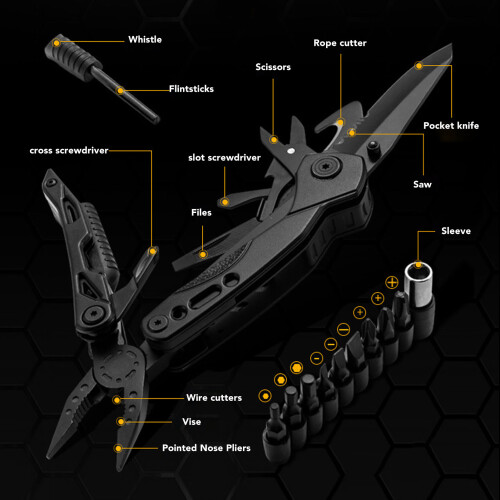 Multitool Pliers Stainless Steel Foldable Scissors Screwdriver Camping 2