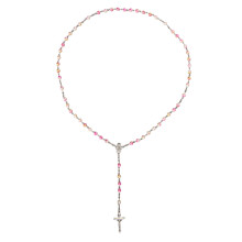 Crucifix Necklace 0.24in Beads Colorful Catholic Pendant Women Girl